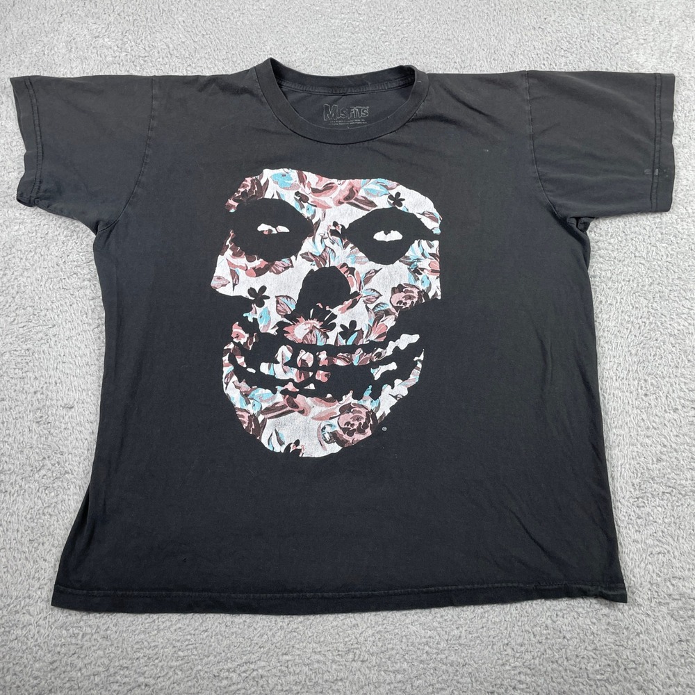 Misfits Floral Skull Graphic Band T-Shirt Mens Large Black‎ Short Sleeve 2015
